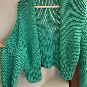 Free people green cropped sweater